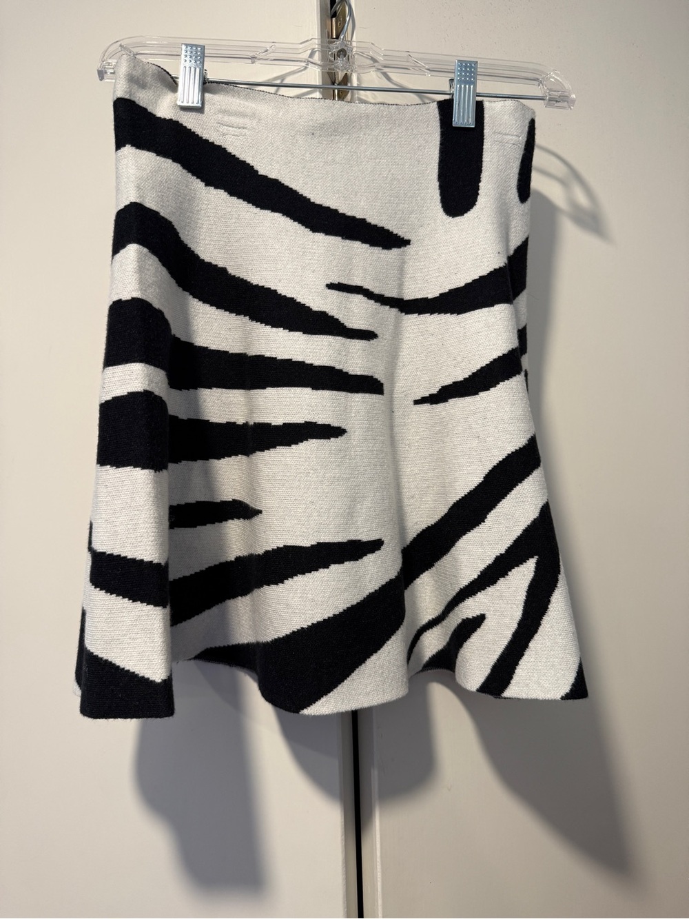 Black & White Zebra Knit Mini Skirt